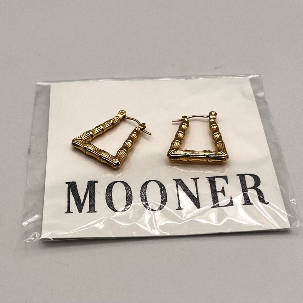 **NEW** Gold Bamboo-Inspired Triangle Earrings